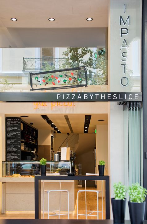 Pizza bar "Impasto",a small pizza place designed by Stones and Walls Small Pizza Shop Design, Small Pizzeria Design Interior, Small Pizza Shop, Small Store Design, Walls Architecture, Pizzeria Design, Pizza Store, Small Restaurant Design, Pizza Branding