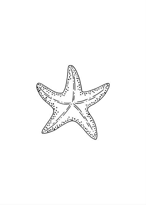 Cute Beachy Drawings, How To Draw Starfish, Cute Starfish Drawing, How To Draw A Starfish, Starfish Drawing Simple, Tiny Starfish Tattoo, Sea Star Drawing, Small Starfish Tattoo, Sea Star Tattoo