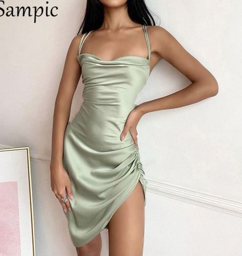 Sleevless Dress, Hoco Dresses Short Tight, Hoco Dresses Tight, Hoco Dresses Short, Satin Homecoming Dress, Estilo Chic, Suspender Dress, Summer Party Dress, Mini Cocktail Dress