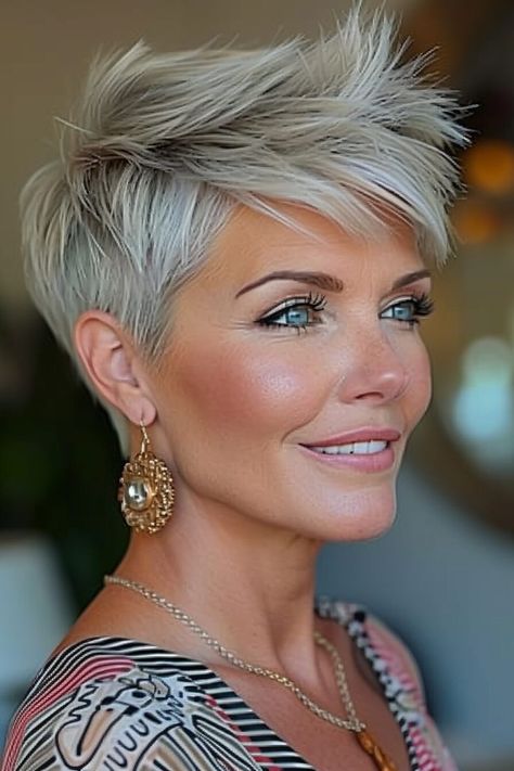 Short Haircuts For Fine Straight Hair, Gray Pixie Haircut Over 50, Silver Pixie Cut, Pastel Pixie Hair, Short Hair Plus Size, Short Gray Hairstyles, Silver Pixie, Short Hairstyles Over 50, Gray Hairstyles