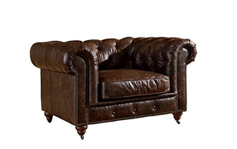 Crafters and Weavers Top Grain Vintage Leather Chesterfield Style Arm Chair Leather Chesterfield Chair, Chesterfield Lounge, Chesterfield Living Room, Leather Arm Chair, Timeless Sofa, Traditional Armchairs, Brown Armchair, Chair Design Wooden, Fireside Chairs