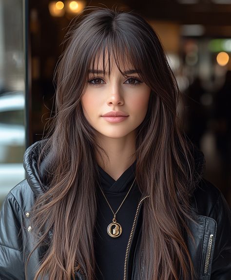 Long Length Haircut Long Bangs Long Hair Layered Haircuts, Cute Hairstyles For Mid Length Hair, Bang Types, Bangs With Layers Face Framing, Haircut With Bangs And Layers, Haircut Volume, Long Length Haircut, Volume Hairstyles Medium, Long Hair With Bangs And Layers