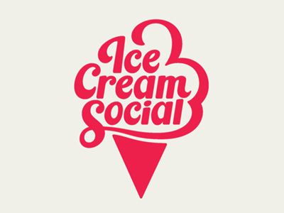 Ice Cream Social logo. I think it would of been even better if he put the diamond pattern in the cone to break up that solid triangle. Logo Ice Cream, Fashion Logo Design Inspiration, Fashion Logo Inspiration, Typographie Logo, Ice Cream Logo, Typography Logo Inspiration, Inspiration Typographie, Inspiration Logo Design, Ice Cream Social