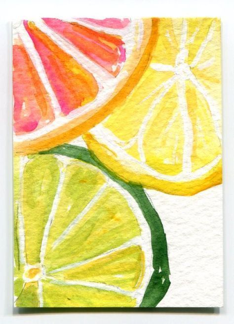 Easy And Cool Paintings, Things To Paint With Watercolor Easy, Easy Cute Art Paintings, Cute Summer Watercolor Paintings, Summer Draws Ideas, Paint Board Ideas, Cute Easy Paintings On Big Canvas, Easy Paintings Summer, Cool Color Painting Ideas