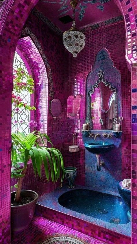 Pink Bathroom Ideas, Colorful House, Dream Apartment Decor, Bathroom Goals, Pink Bathroom, Dream Bathrooms, Dream Room Inspiration, Dream Apartment, Decoration Inspiration