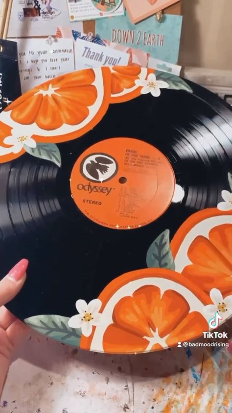 badmoodrising.co on Instagram: Painting requested records part 3! - Orange you Glad 🍊 this was such a cute one but fun fact I loathhhhh orange I really hate them hahaha 🤣…