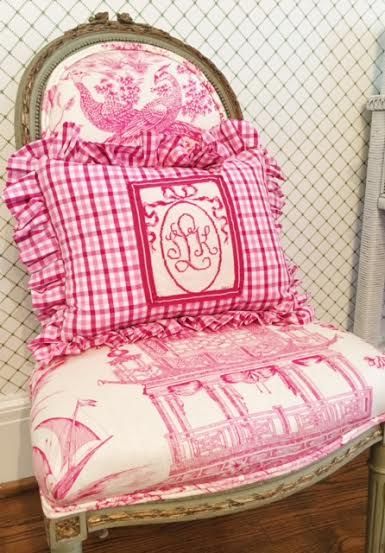 Needlepoint Monogram, Grandma House, Needlepoint Finishing, Tent Stitch, Needlepoint Pillow, Monogram Pillows, Toile Fabric, Shabby Chic Pink, Needlepoint Designs