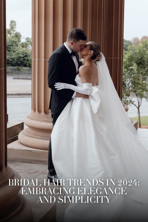 BRIDAL HAIR TRENDS IN 2024: EMBRACING ELEGANCE AND SIMPLICITY Chic Bridal Hairstyles, Sleek Bridal Updo With Veil, Half Up Hair With Veil, Wedding Updo With Veil, Bridal Hair Updo With Veil, Bridal Updo With Veil, Old Hollywood Waves, Floral Wedding Gown, Hollywood Waves