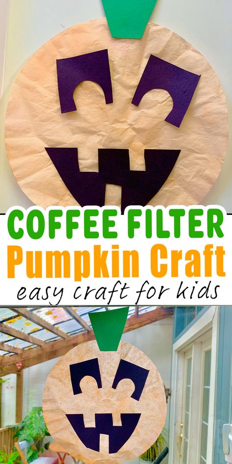 Coffee Filter Pumpkin Craft - Happy Toddler Playtime Halloween Activities For Toddlers, Craft For Toddlers, Pumpkin Craft, Halloween Crafts For Toddlers, Fun Halloween Crafts, Fine Motor Skills Activities, Motor Skills Activities, Fun Arts And Crafts, Toddlers And Preschoolers