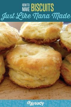 How to /ake Nana's Homemade Biscuit Recipe, check it out at https://diyprojects.com/nanas-homemade-biscuit-recipe Biscuits With Crisco, Biscuits For Biscuits And Gravy, Dinner Rolls Recipe Easy, Buttermilk Biscuits From Scratch, Jam Biscuits, Best Buttermilk Biscuits, Lime Jello Salads, Rolls Recipe Easy, Donuts Recipes