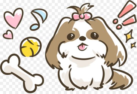 Shih Tzu Drawing, Shih Tzu Illustration, Shih Tzu Cartoon, Dog Shih Tzu, Png Wallpaper, Perro Shih Tzu, Shitzu Dogs, Ballet Birthday, Disney Bows