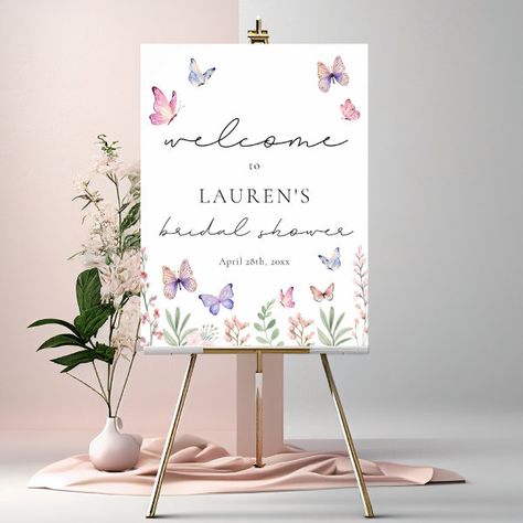 Watercolor Butterflies Bridal Shower Welcome Sign He Gives Me Butterflies, Gives Me Butterflies, Butterfly Baby Shower Theme, Watercolor Butterflies, Bridal Shower Inspo, Elegant Bridal Shower, Butterfly Baby Shower, Bridal Shower Welcome Sign, Butterfly Theme