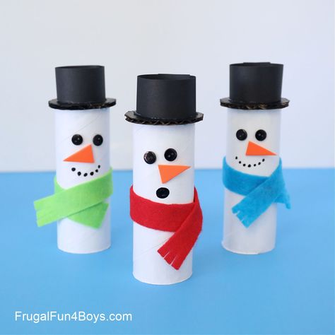 Toilet Paper Roll Snowman Craft - Frugal Fun For Boys and Girls Snowman Crafts Diy, Snowman Craft, Rolled Paper Art, Toilet Paper Tube, Holiday Crafts Diy, Toilet Paper Roll Crafts, Paper Roll Crafts, Winter Crafts For Kids, Snowman Crafts