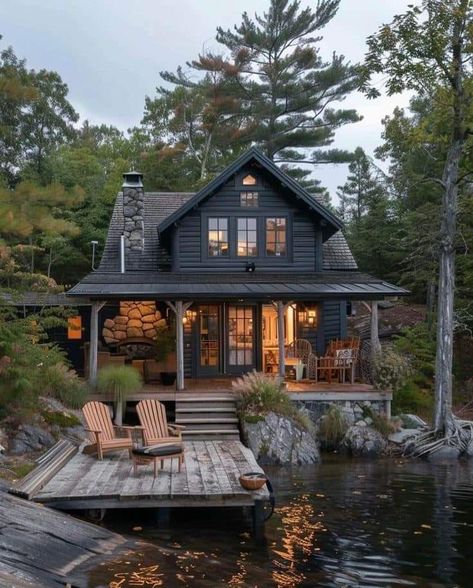 House Cabin Style, Log Cabin Tiny House, Cabin Aesthetic, Small Log Cabin, Cabin Tiny House, House Cabin, Lake House Plans, Cottage Cabin, Dream Cottage