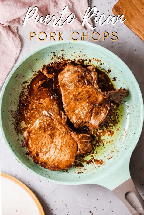 Easy Puerto Rican Pork Fried Chops (Chuletas) Recipe Puerto Rican Pork Chops Baked, Puerto Rican Boneless Pork Chops, Cuban Pork Chops Recipes, Pork Chop Spanish Style, Pork Chop Recipes Spanish Style, Mexican Style Pork Chops, Spanish Pork Chop Recipes, Spanish Style Pork Chops, Puerto Rican Fried Pork