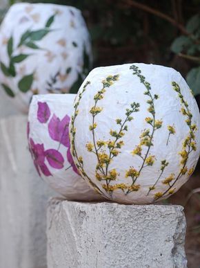 Lighting Your Garden, Paper Lanterns Diy, Paper Lantern Lights, Pressed Flower Crafts, Deco Nature, Paper Mache Crafts, Diy Lanterns, Home Diy Decor, Pressed Flower Art