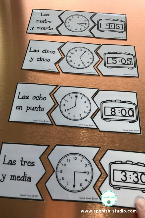 telling-time-in-spanish-games Spanish Coloring Pages Free Printable, Teach Telling Time, Spanish Vocabulary Games, Telling Time In Spanish, Preschool Spanish Lessons, Spanish Teacher Classroom, Time In Spanish, Spanish Interactive Notebook, Spanish Learning Activities