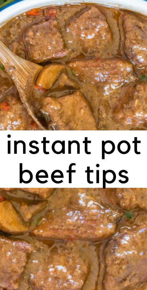 Easy, tender beef tips in under an hour with the most divine gravy! Eat up! #instantpot #instapot #pressurecooking #recipes via @jaxxdrinkwater Best Beef Tips, Instant Pot Beef Tips, Tender Beef Tips, Instant Pot Roast, Beef Tip Recipes, Beef Tips And Gravy, Best Pressure Cooker, Best Instant Pot Recipe, Beef Tips