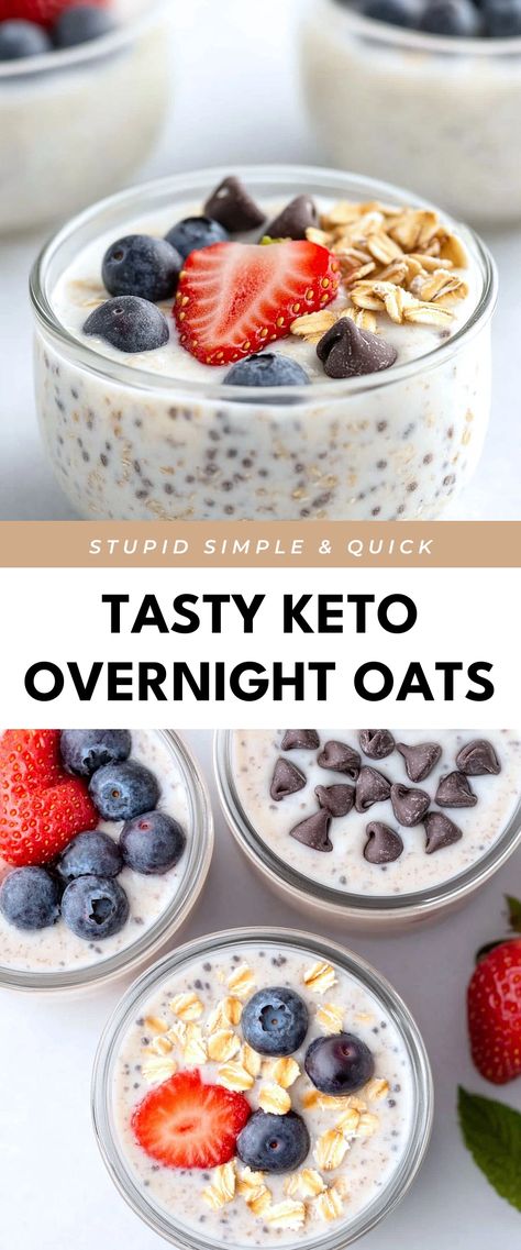 Image for Tasty Keto Overnight Oats Overnight Keto Oats, High Protein Overnight Oats Low Carb, Low Carb Overnight Oats, Low Carb Healthy Breakfast, Keto Overnight Oats, Low Calorie Overnight Oats, Rolled Oats Recipe, Keto Oatmeal, Protein Overnight Oats