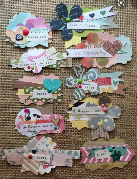 Scrapbook Embellishments Diy, Embellishment Diy, Card Embellishments, Handmade Gift Tags, Candy Cards, Diy Journal, Scrapbooking Embellishments, Scrapbook Embellishments, Paper Tags