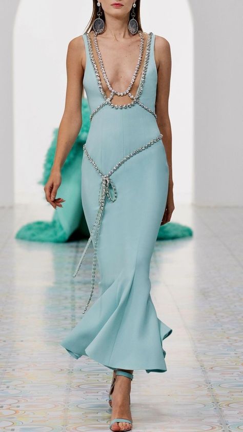 Versace Dua Lipa, 2022 Couture, Hijab Abaya, Georges Hobeika, Estilo Chic, Dua Lipa, Couture Collection, Blue Dress, Couture Fashion