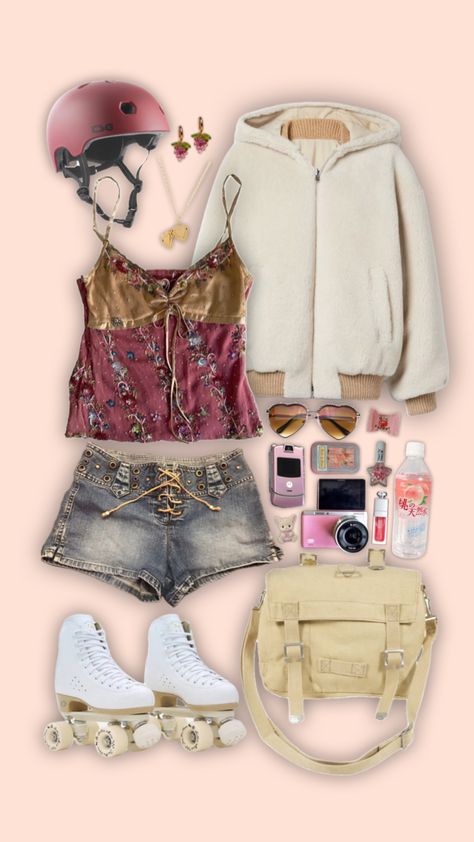 #aestheticoutfit #outfit #outfitinspiration #outfitinspo #aesthetic #pink #rollerskates Rollerskate Outfit, Rollerskating Outfit, Preppy Summer Outfits, Valentines Wallpaper, Aesthetic Fits, Preppy Summer, Aesthetic Pink, Teenager Outfits, Roller Skates