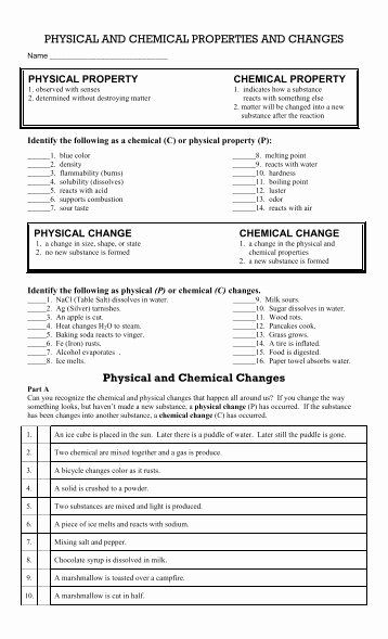 50 Physical and Chemical Change Worksheet | Chessmuseum Template Library Physical Vs Chemical Properties, Physical Vs Chemical Change, Change Worksheet, Physical Properties Of Matter, Density Worksheet, Physical And Chemical Changes, Chemical Change, Chemistry Activities, Chemical And Physical Changes