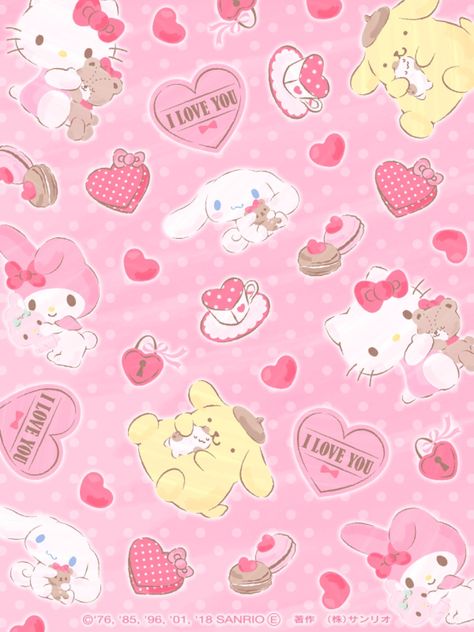 from Hello Kitty Collage Valentines Day Sanrio, Sanrio Valentines Day, Sanrio Aesthetic Wallpaper, Iphone Icon Wallpaper, Sanrio Valentines, Pink Valentine Wallpaper, Hello Kitty Collage, Katy Perry California, Candy Core