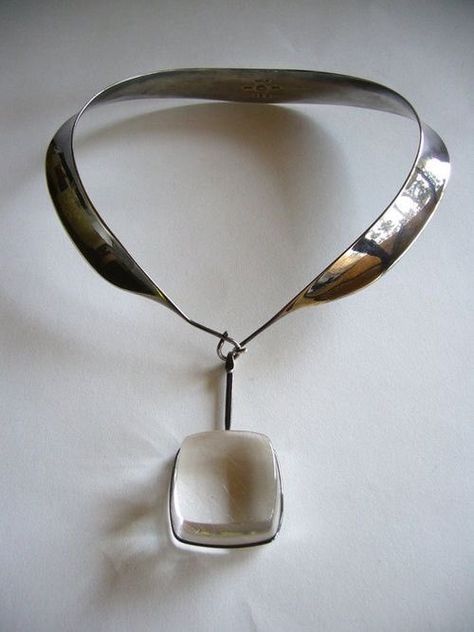 Georg Jensen Jewelry, Neck Rings, Rutilated Quartz Necklace, Silver Smithing, Scandinavian Jewelry, Modernist Jewelry, Bohol, Georg Jensen, Contemporary Jewellery