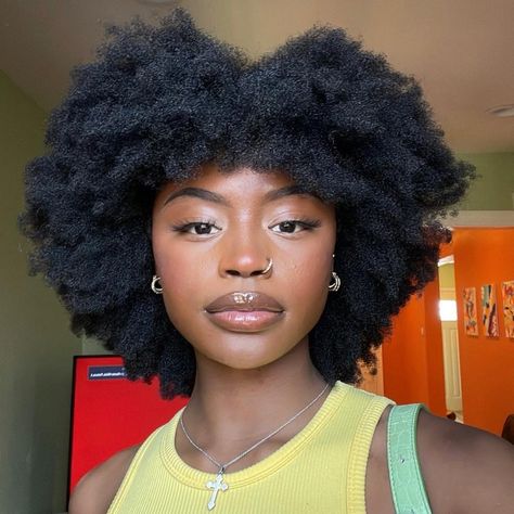 Afro Shapes 4c, Heart Shaped Afro 4c, 4c Afro Medium, Black Women Afro Aesthetic, Afro With Bangs 4c, 4c Bob, Middle Part Afro, Medium 4c Hair, Medium Length Afro