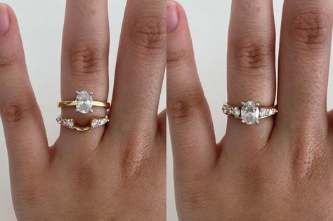 20 Times Simple Things Were Highlighted With Unpredicted Features Wedding Band Stack Ideas, Wedding Band Stack, Oval Wedding Band, Bridal Traditions, Wedding Apps, Stacked Wedding Bands, Engagement Ring Photos, Couple Wedding Rings, Modern Engagement Rings