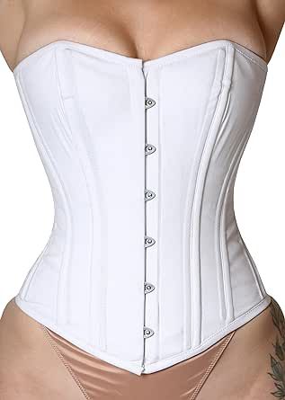 Heavy Duty Overbust Corset Waist Trainer Double Steel Boned Shaper Womens White Corset Corset Measurements, Wedding Guest Dresses Long, Nightwear Dress, Fashion Corset, Steel Plates, Corset Waist, Waist Trainer Corset, Overbust Corset, White Corset