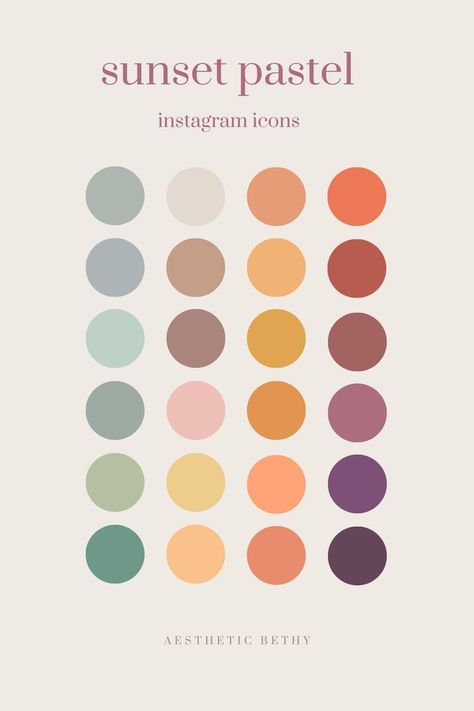 Spice up your Instagram highlights by keeping it simple! This sunset colour palette includes 24 soft pastel highlights for your choosing. Perfect for creating a cute minimalist vibe. 🤩 Sunset Colour Palette, Pastel Instagram Highlight Covers, Yoga Branding Design, Spice Up Your Instagram, Pastel Highlights, Sunset Color Palette, Color Vibe, Instagram Highlight Covers, Instagram Highlights