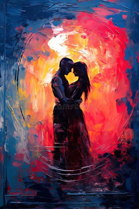 Abstract Couple Art, Wedding Painting Ideas, Valentines Painting Ideas Canvases, Dancing Couple Silhouette, Abstract Art For Kids, Painting Couple, Pretty Paintings, Painting Reference, Romantic Wall Art