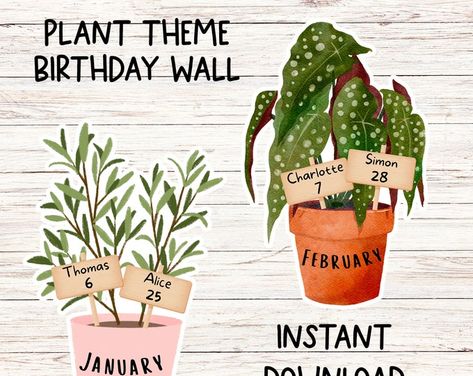 KAFontDesigns - Etsy Floral Boho Classroom, Plant Decor Classroom, Boho Plant Classroom, Classroom Birthday Wall, Garden Classroom Theme, Natural Classroom Decor, Plant Themed Classroom, Nature Themed Classroom, Canva Classroom