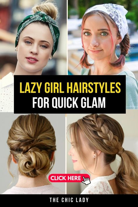 Effortlessly Chic: 17 Lazy-Girl Hairstyles for Quick Glam Hairstyles For Adults Woman, Next Day Hairstyles, Easy Rainy Day Hairstyles, Wfh Hairstyles, Messy Hair Day Hairstyles, Cute Easy Hairstyles For Thick Hair, Pajama Day Hairstyles For School, Hairnet Hairstyles For Work, Quick Short Hairstyles Easy Hair