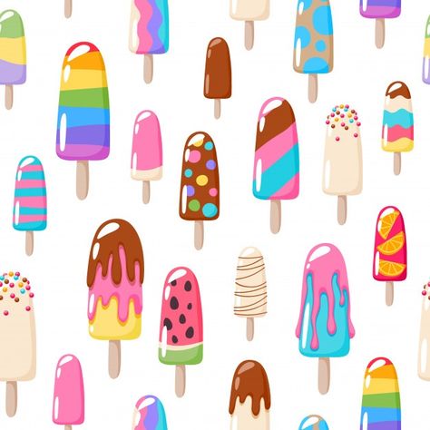 Popsicle Pattern, Popsicle Ice Cream, Ice Popsicle, Ice Cream Pattern, Food Chocolate, Cute Food Drawings, Food Wallpaper, Food Drawing, Vector Background