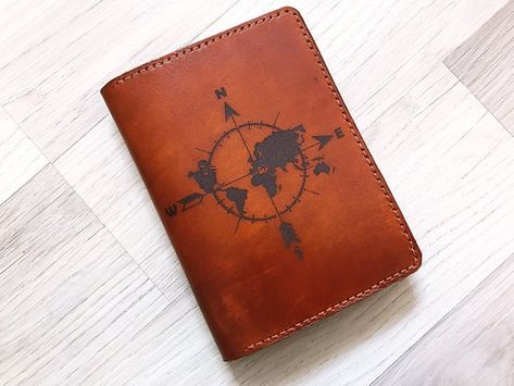 Passport Cover Personalized, Xmas Sticker, Vintage Compass, Map Compass, Leather Passport Holder, Passport Case, Handmade Wallets, Leather Passport Cover, Passport Wallet