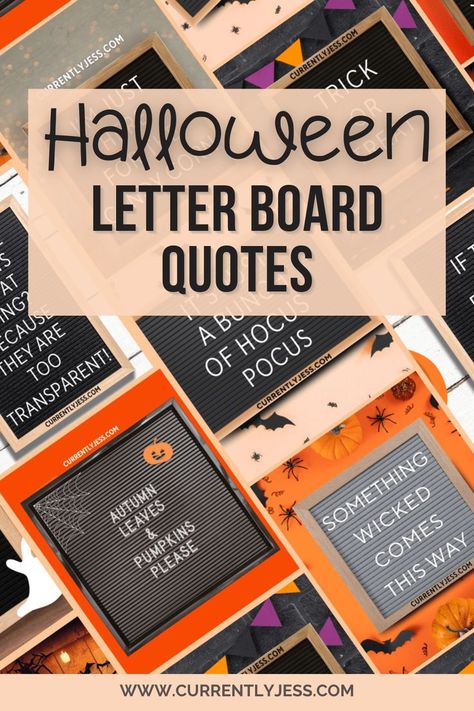 Get your spook on with our ultimate collection of Halloween letter board quotes! From funny jokes to spooky sayings and cute puns, we've got something for everyone. Perfect for adding a festive touch to your Halloween decor and keeping the holiday spirit alive! Fall Puns Letterboard, Funny Fall Sayings For Letter Boards, Halloween Sayings Quotes Signs, Cute Halloween Letter Board Quotes, Fall Word Board Sayings, Spooky Season Letter Board, October Letter Board Quotes, Halloween Letter Board Quotes, Spooky Sayings