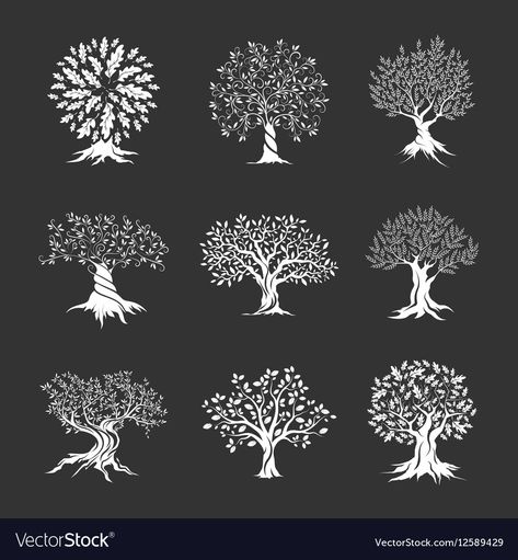 Oak Tree Logo Design, Oak Tree Silhouette, Trees Silhouette, Tree Logo Design, Belle Silhouette, Plant Vector, Tree Logos, Star Background, Oak Trees