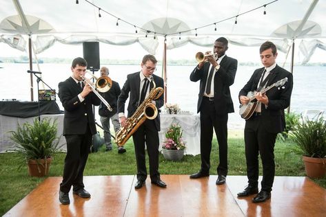 Band For Wedding Music, Jazz Band At Wedding, Wedding Jazz Band, Jazz Wedding Aesthetic, Jazz Wedding Theme, Jazz Band Wedding, Wedding Band Music, 20s Goals, Barristers Ball