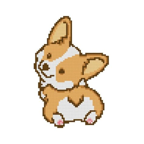 Cross Stitch Pattern Corgi Corgi Pixel Art, Crochet Corgi Pattern Free, Corgi Crochet Pattern Free, Corgi Cross Stitch, Corgi Cross, Corgi Pattern, Bead Templates, Free Cross Stitch Patterns, Pola Kristik