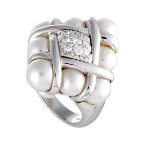 Akoya Pearl Ring, Pearls Ring, Diamonds And Pearls, Mikimoto Pearls, Silver Jewelry Rings, Akoya Pearls, Colorful Bracelets, Pearl Ring, White Gold Diamonds