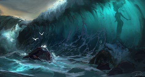 ArtStation - 2 Spitpaints , Denis Loebner Water Spirit, Mermaid Aesthetic, Wallpaper Animes, Water Element, Mythological Creatures, Fantasy Aesthetic, Arte Fantasy, Mermaid Art, 판타지 아트