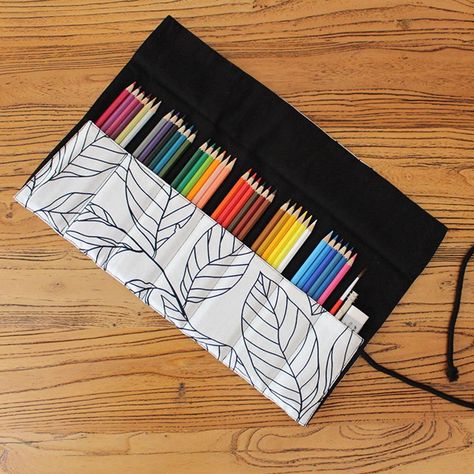 AmazonSmile: CreooGo Canvas Pencil Wrap, Pencils Roll Case Pouch Hold For 36… Pouch Painting, Roll Up Pencil Case, Diy Pencil Case, Pencil Roll, Sac Diy, Diy Pencil, Pencil Storage, Pen Storage, Fabric Pen