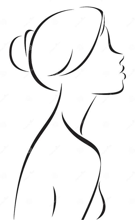 Line Drawing of Women Profile Stock Vector - Illustration of graphic, element: 51120862 Side Profile Line Drawing, Outline Woman Drawing, Perfect Face Template Woman, Woman Outline Drawing Silhouette, Women Face Outline Art, Womens Silhouette Drawing, Women Outline Art, Woman Outline Drawing, Hair Line Art