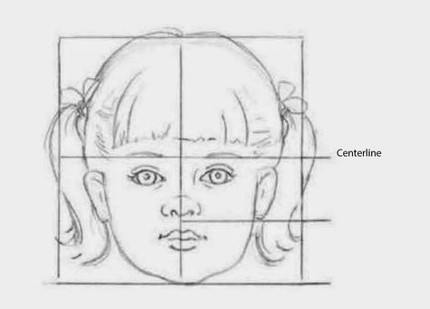 CHILDREN'S FACIAL PROPORTIONS   Children's proportions are different than those of adults: Young children have rounder faces with larger ey... Drawing Lessons For Beginners, Basic Drawing Techniques, Baby Face Drawing, Basic Drawing For Kids, Toddler Drawing, Facial Proportions, Face Proportions, Draw Faces, Drawing Tutorial Face