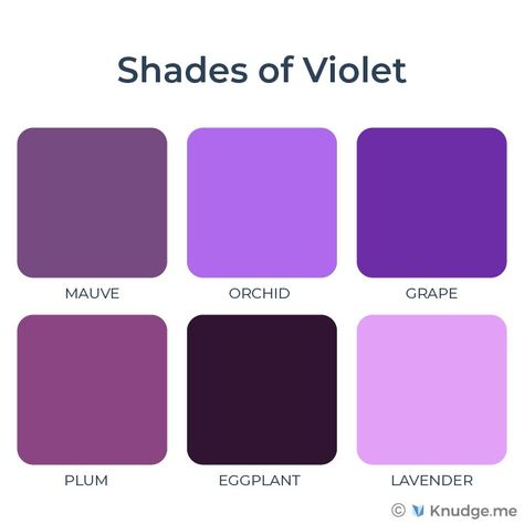 Color Wheel Matching, Wedding Color Schemes Purple, All Colours Name, Different Shades Of Purple, Color Knowledge, Color Wheels, Violet Aesthetic, Color Symbolism, Color Mixing Chart