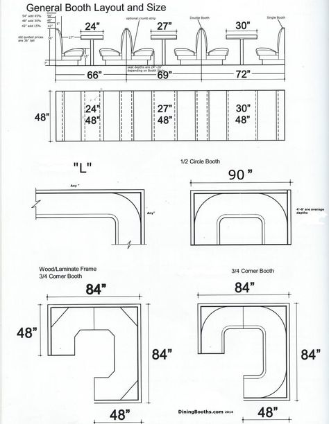 Sizing Guide - DiningBooths.com Dining Table Booth, Restaurant Seating Plan, Restaurant Booth Design, Banquette Restaurant, Table Booth, Restaurant Dining Table, Booth Table, Restaurant Layout, Dining Booth