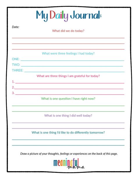 Daily Quarantine Journal for Kids End Of Day Reflection Journal, Reflection For Students, Daily Journal Template, 5 Minutes Journal, English Poems, English Communication, Journal Prompts For Kids, Diary Template, Unicorn Craft